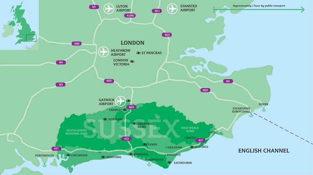 Map of Sussex